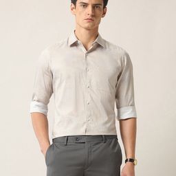 Arrow Men Textured Spread Collar Pure Cotton Formal Shirt-picture-7