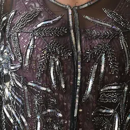ODETTE Embellished Net Sequined and Beaded Tasseled Crop Tie-Up Cape Shrug image 2