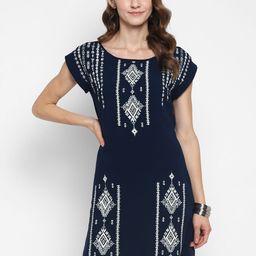 Taurus Ethnic Motifs Embroidered A-Line Dress-image-77