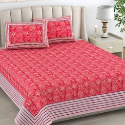 The Craft Monk Pink & White Floral 300 TC King Bedsheet with 2 Pillow Covers-picture-29