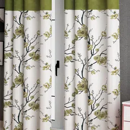 Lunar Days Unisex Set Of 1 Green Ripple Fold Regular Window Curtain image 2