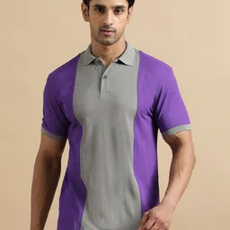 ECOLINE Clothing Men Antimicrobial Colourblocked Polo Collar T-shirt-image-35