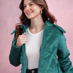DressBerry Suede Finish Hooded Padded Jacket-picture-6