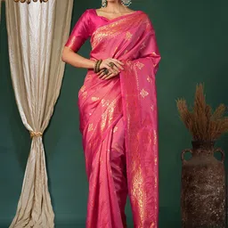 KALINI Ethnic Motifs Woven Design Zari Banarasi Saree-picture-54