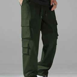 VOOTER Men Solid Relaxed Fit Cargos Trousers-image-30