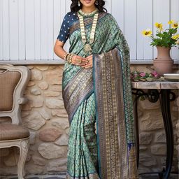Anouk Rustic Ethnic Motifs Woven Design Zari Kanjeevaram Saree-picture-4