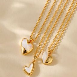 AQUASTREET18K Gold Plated Waterproof Anti-Tarnish Half Heart Pendant Necklace-image-38