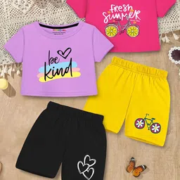 YK X Trampoline Selection Of 2 Girls Printed Top with Shorts-picture-2