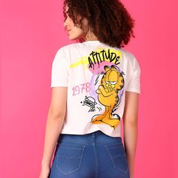 V-Mart Women Graphic Printed Round Neck Cotton Relaxed Fit Garfield T-shirt-picture-4