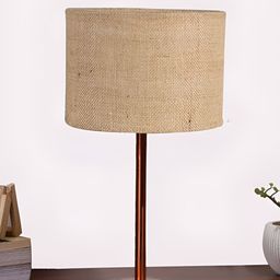 Aura Beige Metal Traditional Cylindrical Shaped Table Lamp-31