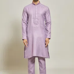 Arihant Rai Sinha Men Regular Linen Kurta with Trousers-16