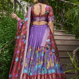 Aika Printed Kalamkari Ready To Wear Lehenga & Unstitched Blouse With Dupatta image 2