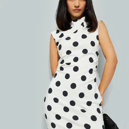 max Polka Dot Printed High Neck Sleeveless Sheath Dress-picture-10