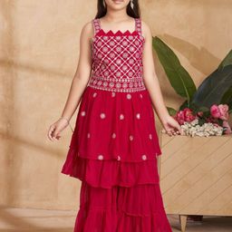 Aarika Girls Ethnic Motifs Embroidered Empire Kurta with Sharara-picture-51