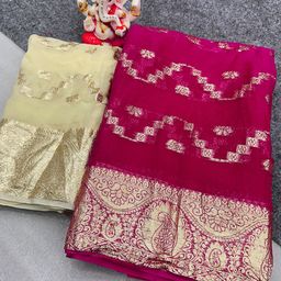 PAYAL CREATION Ethnic Motifs Zari Pure Georgette Saree-image-73
