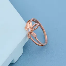 GC PREMIUM JEWELLERY Rose Gold-Plated Floral CZ Stainless Steel Ring-image-5