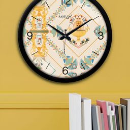 RANDOM White & Blue Printed Contemporary Wall Clock-34