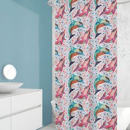 ArtzFolio White & Pink Printed Waterproof Shower Curtain-image-97