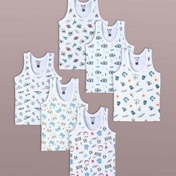 Revvo Junior Boys Pack Of 6 Printed Cotton Basic Vests RJV-102-image-46