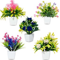 Artificial Plant For Home/Offi0ce Table Decoration or Gift ( Pack of 5, 6inch) Wild Artificial Plant with Pot-7