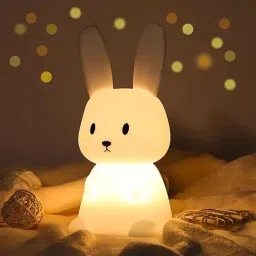 Silicone Cute Bunny Night Light for Kids | LED Rabbit Lamp with 7 Color-Modes Table Lamp-17