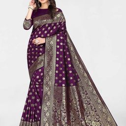 MUSKAN CREATION Woven Design Zari Kanjeevaram Saree-image-27