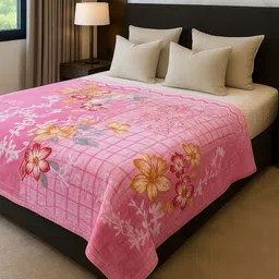 Signature Pink Floral Mild Winter 450 GSM Double Bed Blanket-picture-49