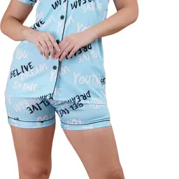 GuSo Shopee Women Blue Cotton Blend Night suits-image-14