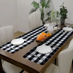 PRAKARTIK 6-Pcs White & Black Cotton Table Placemats-20