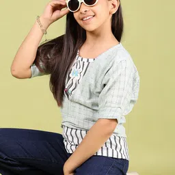 V-Mart Striped Puff Sleeve Cotton Top-picture-15