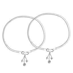 LeCalla Silver-Plated Artificial Stones and Beads Anklet image 4