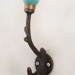 IndianShelf Green Ceramic Floral Tree Wall Hooks Door Hangers for Clothes-image-94