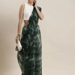 KIMISHA Printed Abstract Organza Saree-image-1