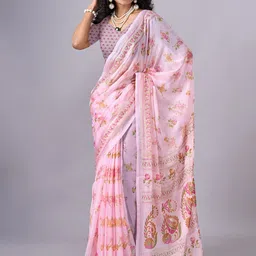 NIRMAL CREATION Floral Pure Chiffon Saree-image-24