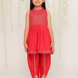 KID1 Girls Leheriya Embroidered Kurta with Dhoti Pant-image-52