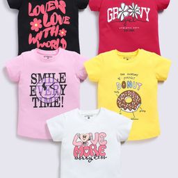 Ginie Girls Pack Of 5 Printed Cotton Top-image-13