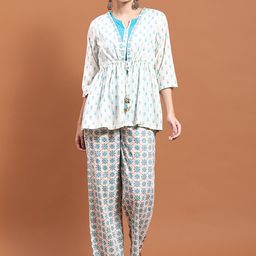 Shree Floral Printed Round Neck Pure Cotton Tunic Inner With Trousers & Co-Ords-picture-9