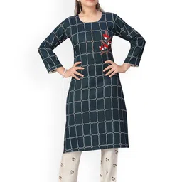 BAESD Girls Ethnic Motifs Printed Regular Thread Work Pure Cotton Kurta with Trousers-image-11