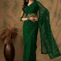 SHADOW & SAINING Embellished Embroidered Net Saree-picture-19