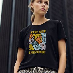 DressBerry Women Typography Printed Slim Fit Cotton T-shirt-picture-42