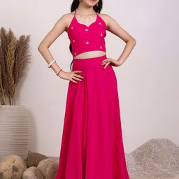 Inddus Girls Embroidered Ready to Wear Lehenga &-53