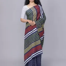 TROPWEAR Ethnic Motifs Pure Cotton Block Print Saree-55