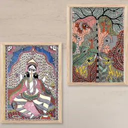 Madhubani Wall Art With Frame Home Decor Wall Painting For Living Room Office Bedroom-33