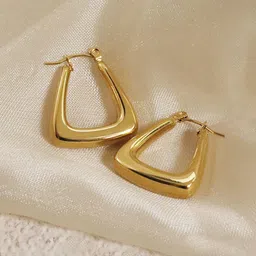 Jewels Galaxy Stainless Steel Gold-Plated Contemporary Hoop Earrings-image-45