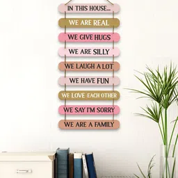 ArtVibes Pink & Black Printed Wooden Wall Hanging-32