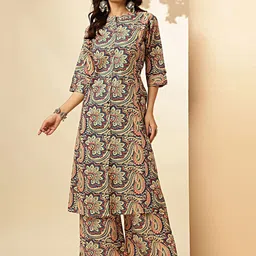 KALINI Floral Printed Pure Cotton Straight Kurta with Palazzos-picture-15