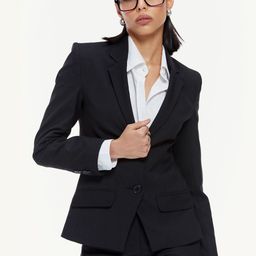 QUA Solid Notched Lapel Collar Single Breasted Blazer-picture-29