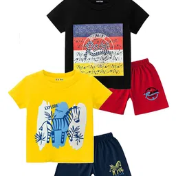 Tik Tok WEARS Boys Pack Of 2 Graphic Printed Pure Cotton T-shirt With Shorts-picture-15