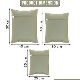 Kuber Industries Beige 3 Pieces Reusable Rectangular Durable Laundry Bags With Zipper image 5