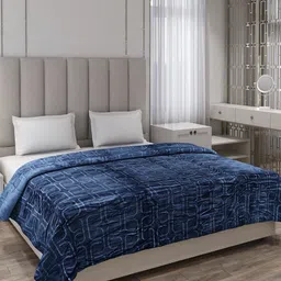 Monte Carlo Blue Geometric Printed AC Room 190 GSM Double Bed Blanket-image-82
